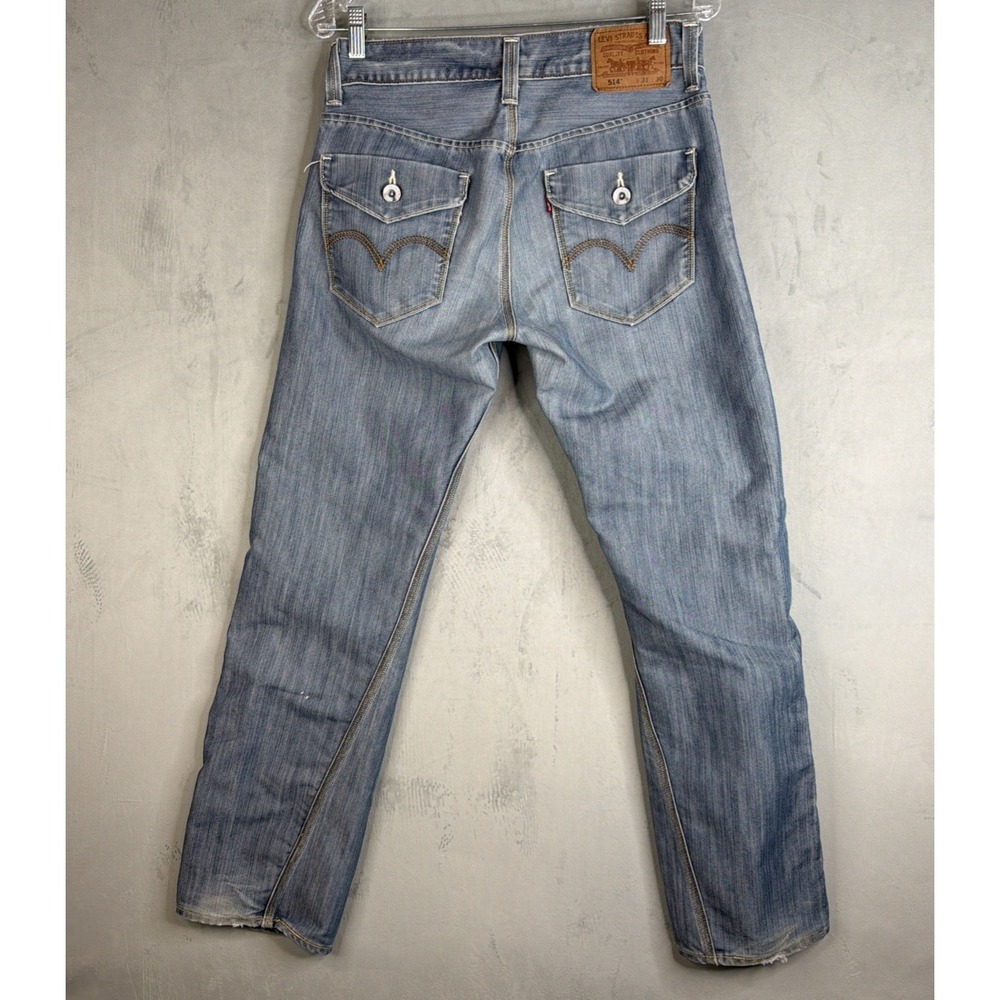 Levi's 514 Jeans Men 31x30 Straight Fit Blue Denim Faded Distressed